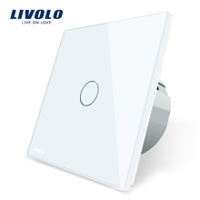 Livolo EU Luxury White Crystal Glass Smart Touch Wall Normal 1 Gang 1 Way Switch,VL- C701-11/12/13/15